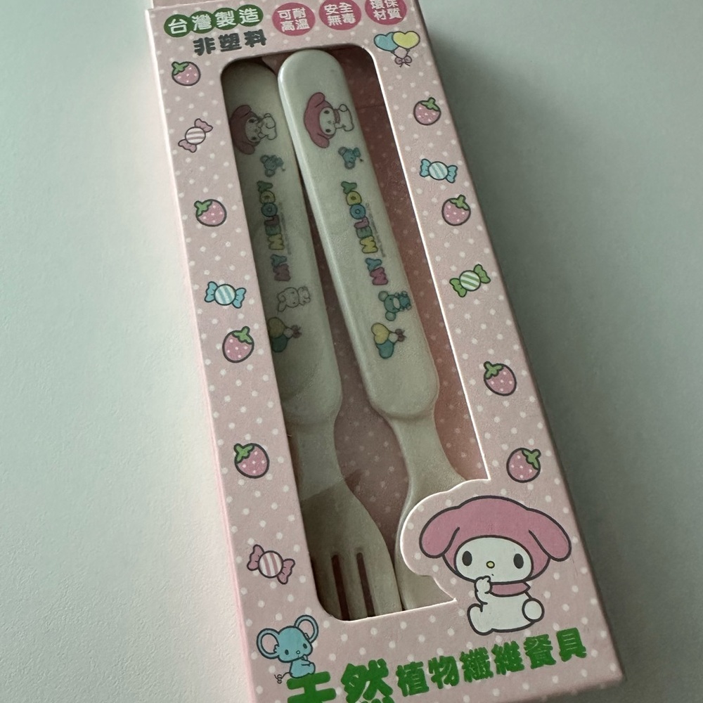 NWT My Melody Cute Pink Character Fork and Spoon Set